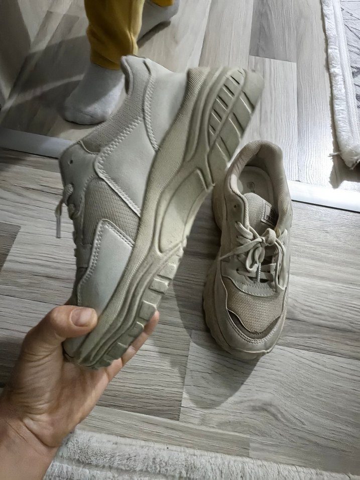 Bej Kadın Spor Ayakkabı Stiletto Topuklu - Görsel 5