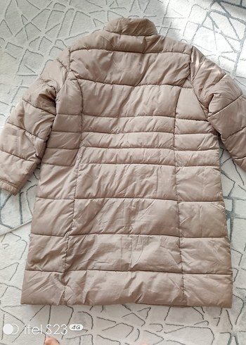 Bej Kadın Midi Kışlık Fermuarlı Mont - Görsel 6