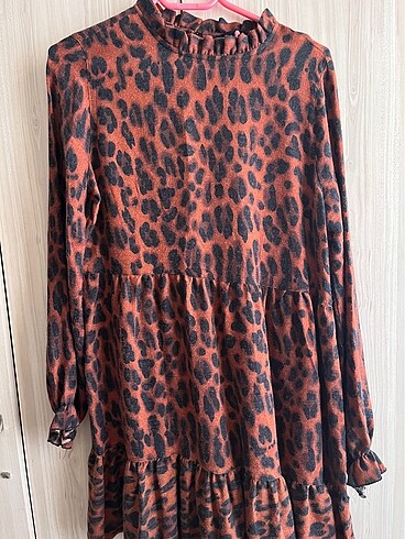 Defacto leopar elbise