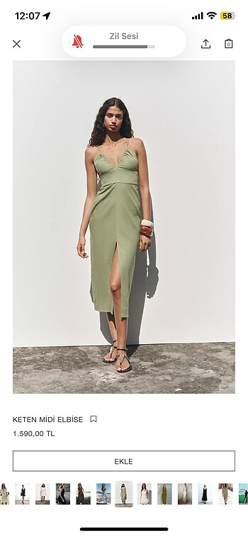 Zara midi keten elbise