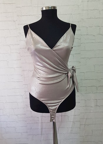 Parlak Gri Drapeli bodysuit - Görsel 5