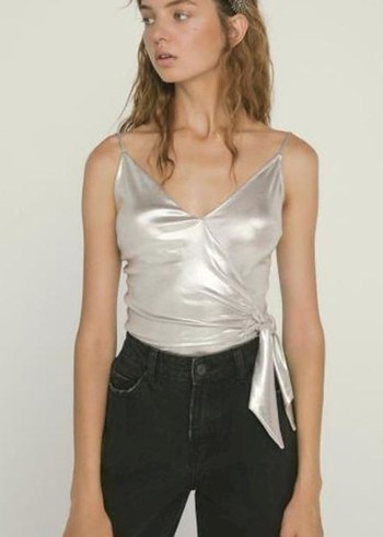 Parlak Gri Drapeli bodysuit - Görsel 6