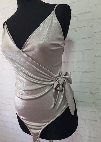 Parlak Gri Drapeli bodysuit - Görsel 8