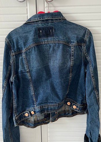 Düğmeli Mavi Kadın Denim Ceket - Görsel 2