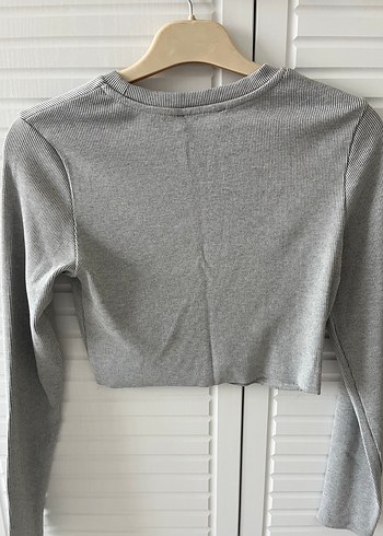 Kadın Gri Baskılı Pamuklu Sweatshirt - Görsel 2