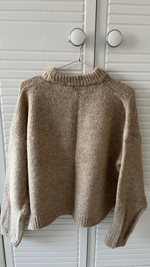 Kadın Kahverengi Örgü Salaş Kazak - Görsel 3