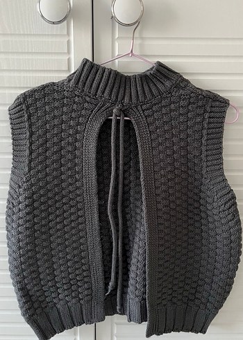 Gri Boğazlı Örgü Kadın Süveter - Görsel 2