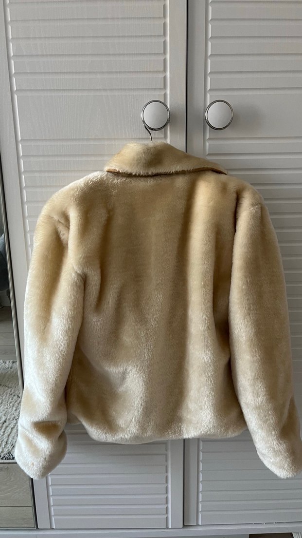 Bej Kadın Suni Kürk Ceket - Görsel 3