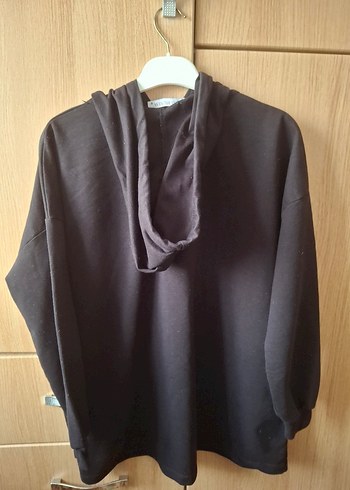 Siyah Kapüşonlu Kadın Sweatshirt - Görsel 4