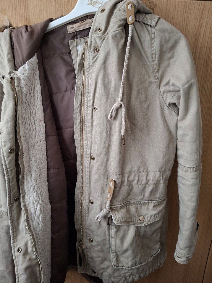 Bej Kürklü Midi Kadın Mont - Görsel 2