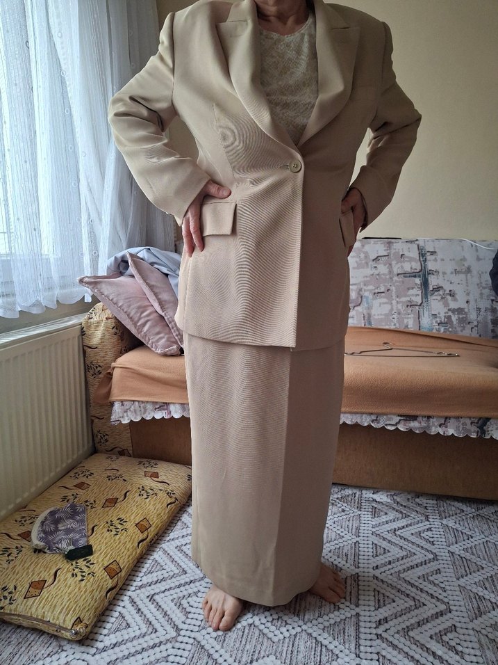 Bej Uzun Kollu Kadın Ofis Takımı - Görsel 3