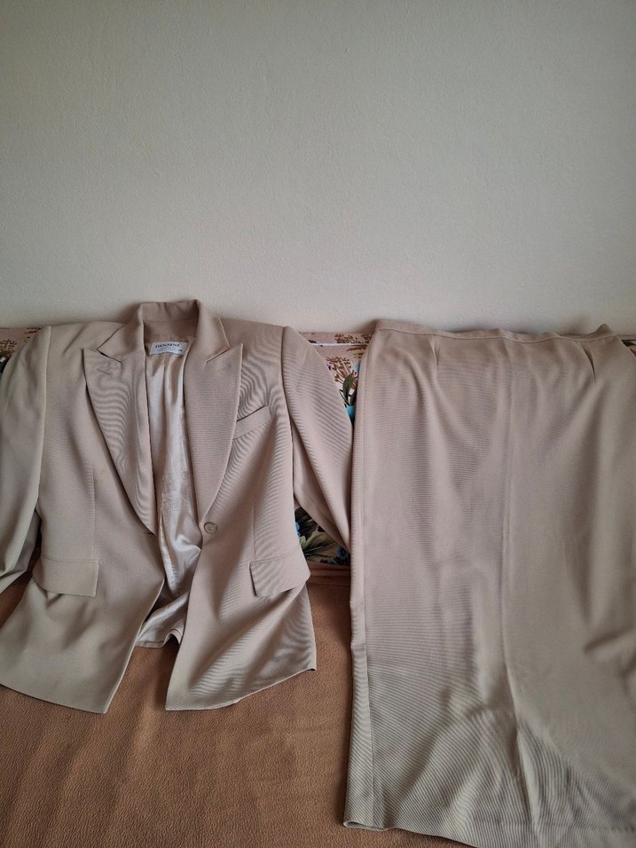 Bej Uzun Kollu Kadın Ofis Takımı - Görsel 4