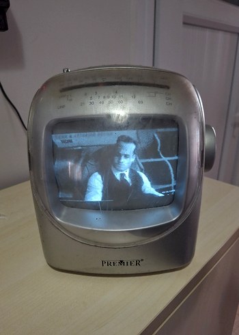 Gri Premier Mini CRT Monitör Televizyon ve Radyo - Görsel 2