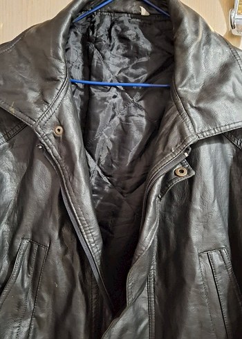 Erkek Siyah Deri Biker Ceket - Görsel 15