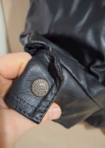 Erkek Siyah Deri Biker Ceket - Görsel 13