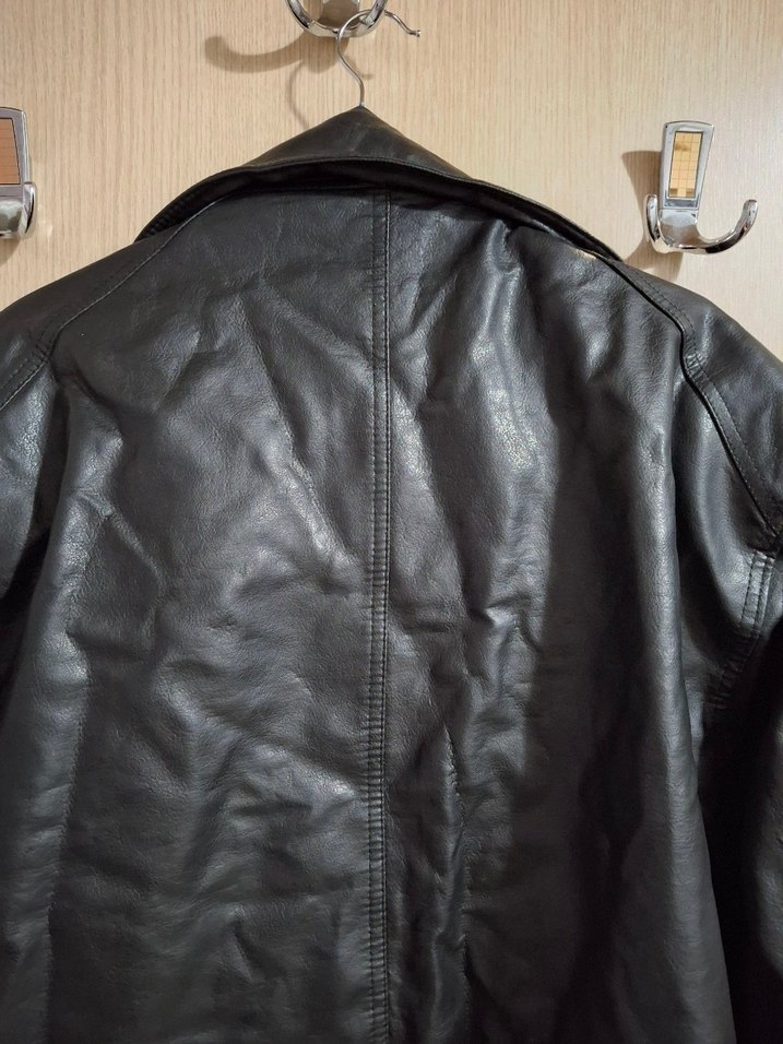 Erkek  Siyah Deri Biker Ceket - Görsel 4