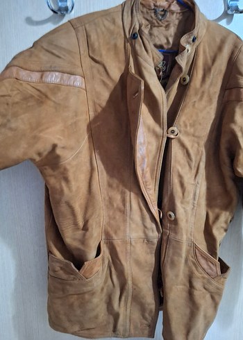 Düğmeli Kahverengi Deri Erkek Ceket Mont - Görsel 14