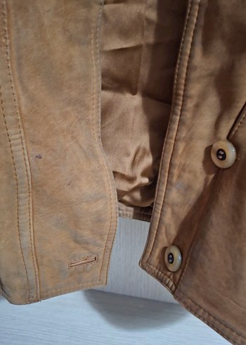 Düğmeli Kahverengi Deri Erkek Ceket Mont - Görsel 12
