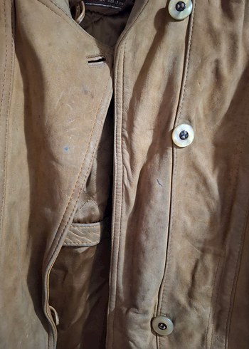 Düğmeli Kahverengi Deri Erkek Ceket Mont - Görsel 13