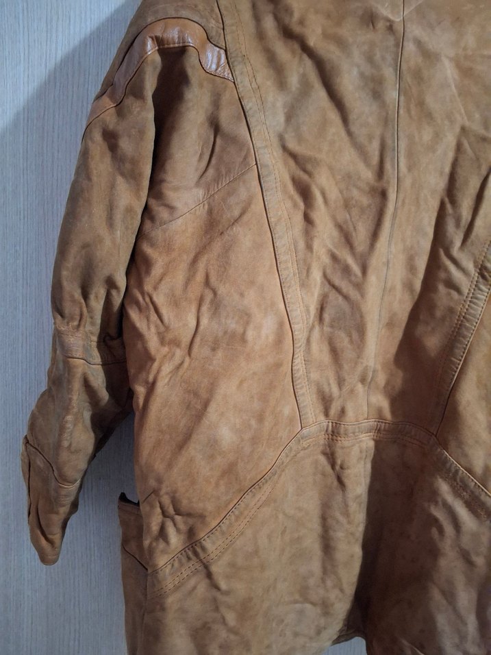 Düğmeli Kahverengi Deri Erkek Ceket Mont - Görsel 4