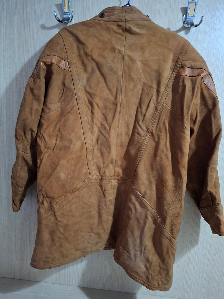 Düğmeli Kahverengi Deri Erkek Ceket Mont - Görsel 2