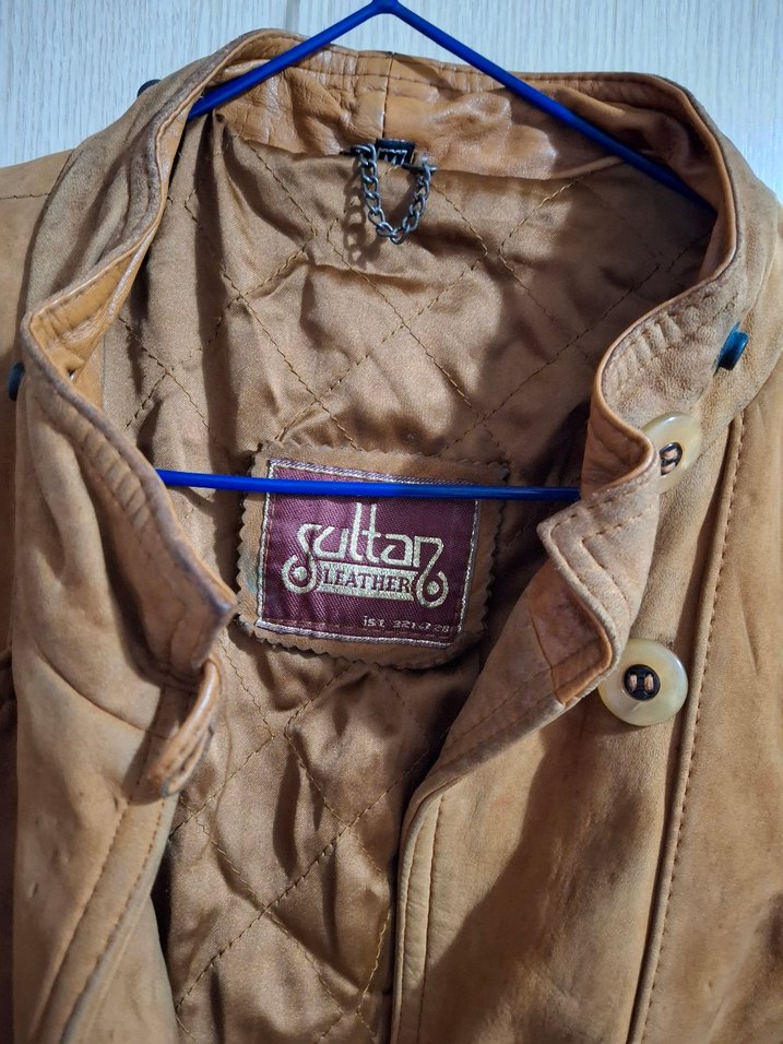 Düğmeli Kahverengi Deri Erkek Ceket Mont - Görsel 5