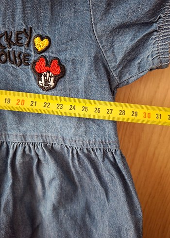 24-36 Ay Beden mavi Renk Kız Çocuk Nakışlı Denim Elbise