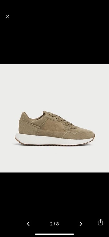 Oysho Oysho deri sneakers (bej rengi)