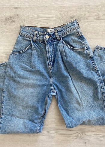 Mango Kadın Bel Detaylı Mavi Loose Fit Denim Pantolon mango Xs-s olur