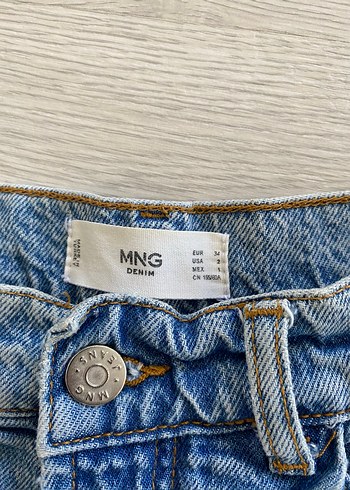 s Beden mavi Renk Kadın Bel Detaylı Mavi Loose Fit Denim Pantolon mango Xs-s olur