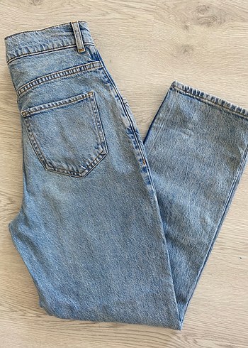 s Beden Kadın Bel Detaylı Mavi Loose Fit Denim Pantolon mango Xs-s olur