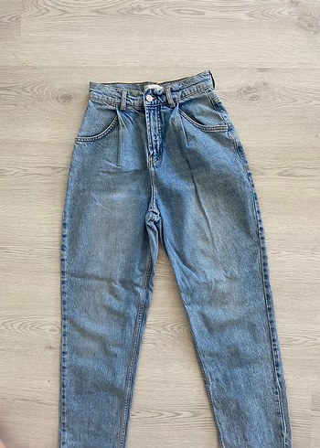 Kadın Bel Detaylı Mavi Loose Fit Denim Pantolon mango Xs-s olur