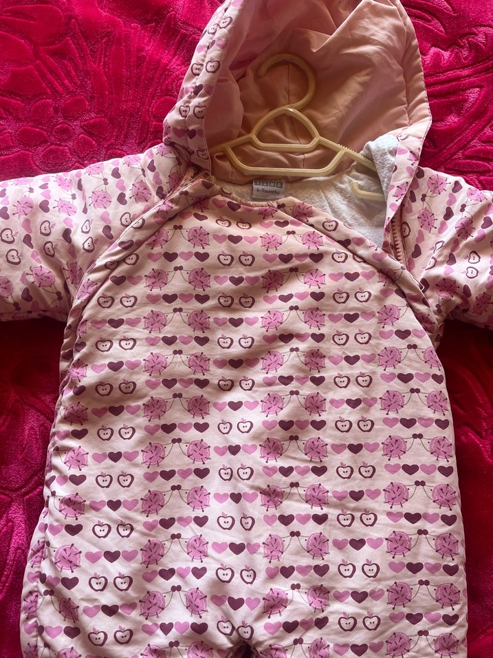 Kapüşonlu Örgü Desenli Pembe Kız Bebek Tulumu - Görsel 2