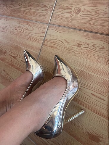 38 Beden altın Renk Stiletto topuklu ayakkabı