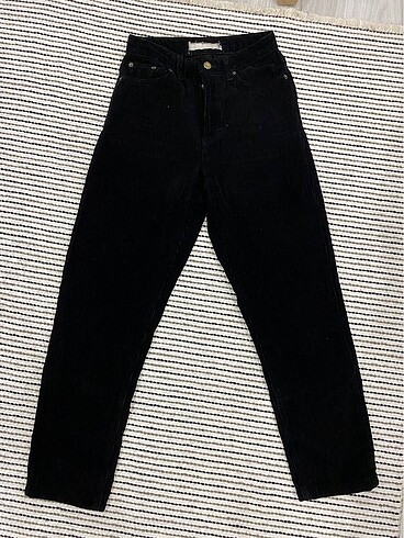 Siyah kadife mom jean