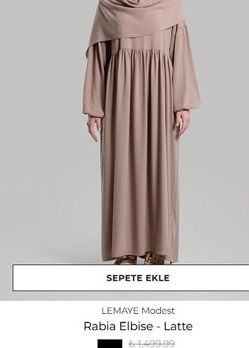 LEMAYE Modest Rabia Uzun Elbise Latte