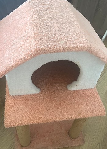 Pembe Pastel Kedi Evi ve Tırmalama Direği - Görsel 4