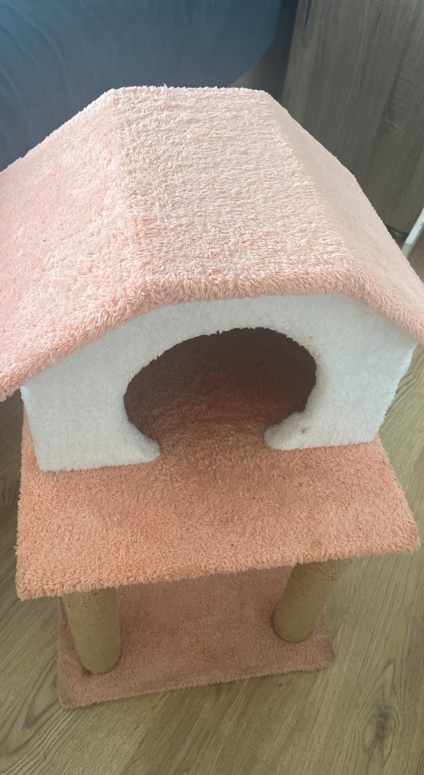 Pembe Pastel Kedi Evi ve Tırmalama Direği - Görsel 4