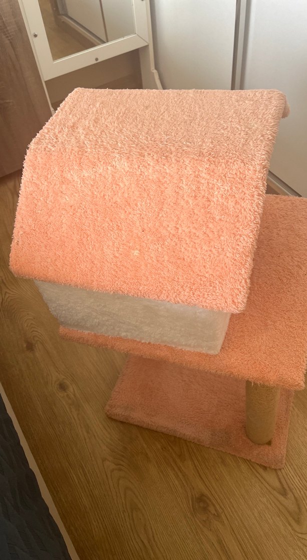 Pembe Pastel Kedi Evi ve Tırmalama Direği - Görsel 2