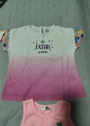 5 adet tişört Kız Çocuk Pembe Fırfırlı Baskılı - Görsel 2