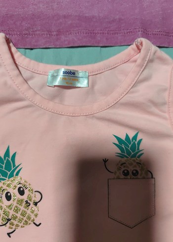 5 adet tişört Kız Çocuk Pembe Fırfırlı Baskılı - Görsel 7