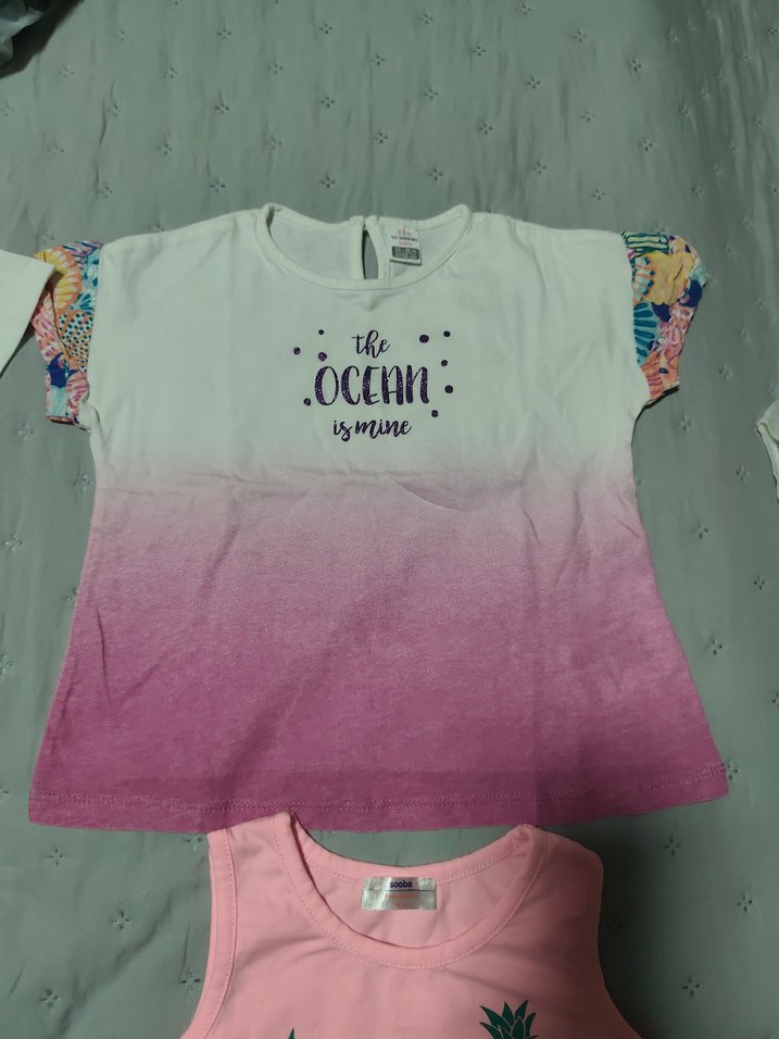 5 adet tişört Kız Çocuk Pembe Fırfırlı Baskılı - Görsel 2