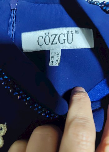 Uzun Kollu Mavi Abiye Elbise - Görsel 4