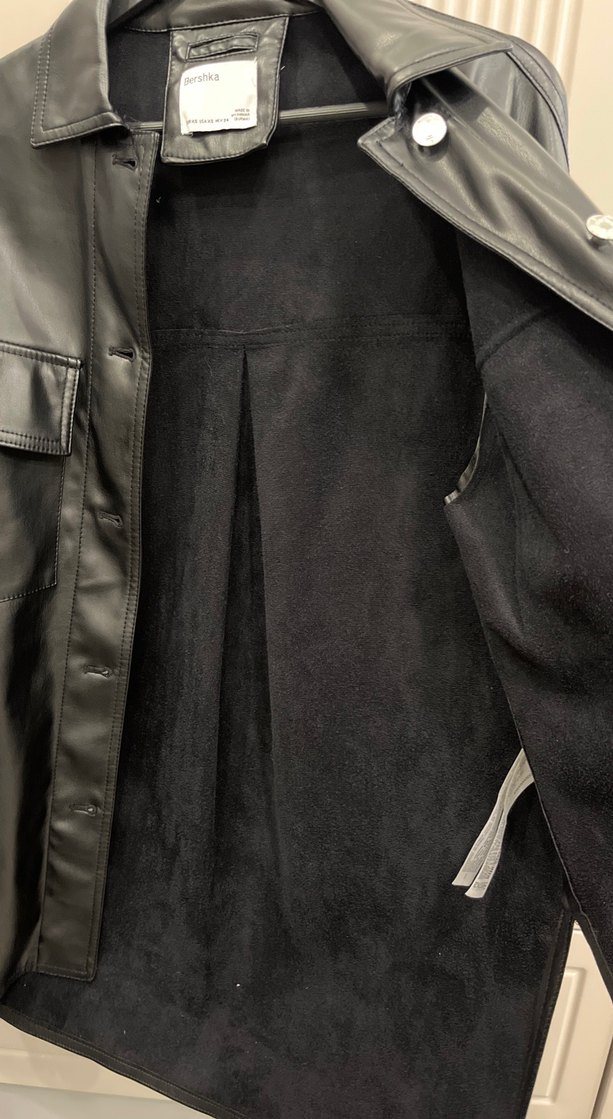 Düğmeli Siyah Deri Kadın Ceket - Görsel 3