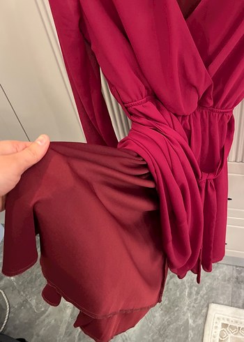 Bordo Midi Kadın Elbise - Görsel 4