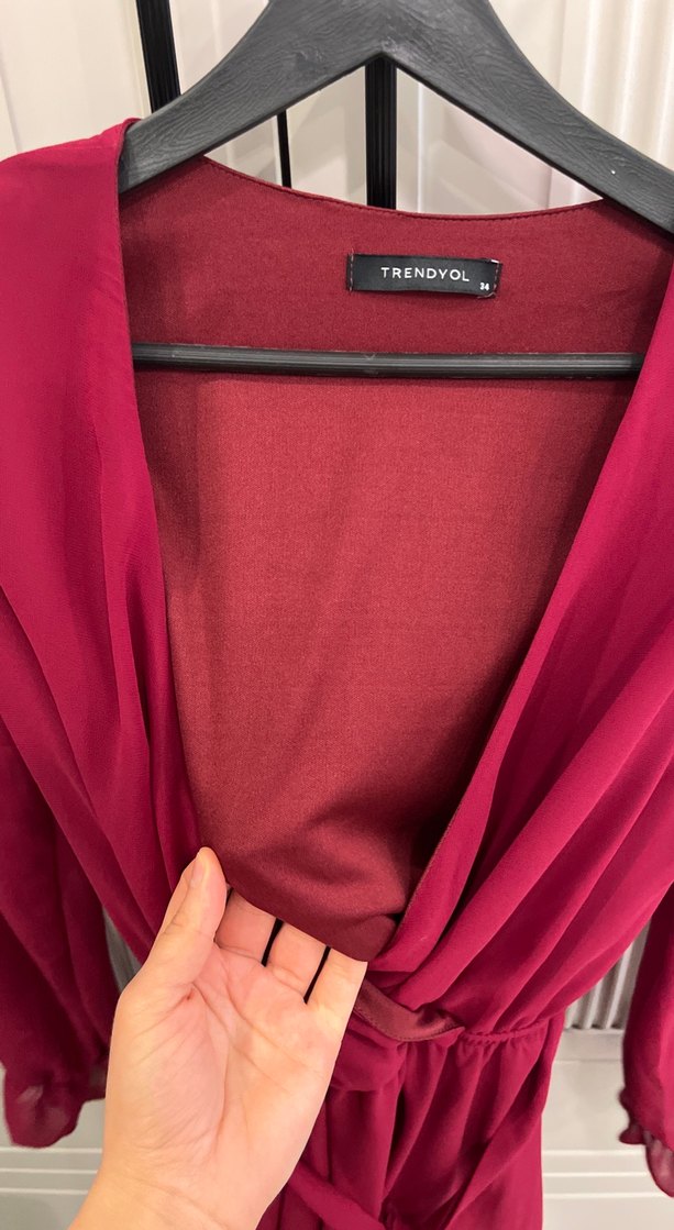 Bordo Midi Kadın Elbise - Görsel 3