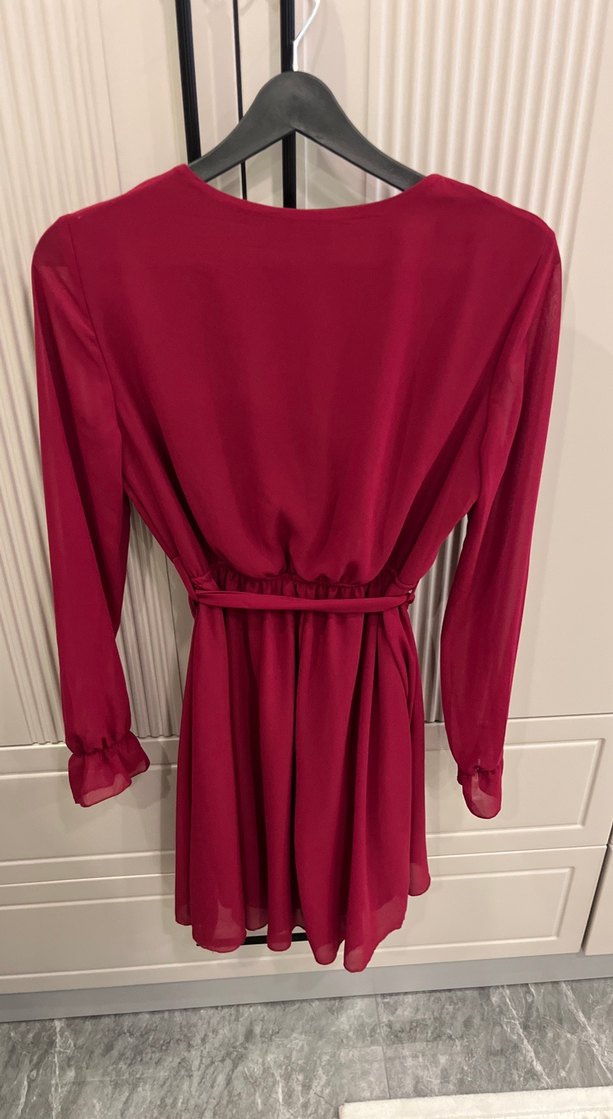 Bordo Midi Kadın Elbise - Görsel 5