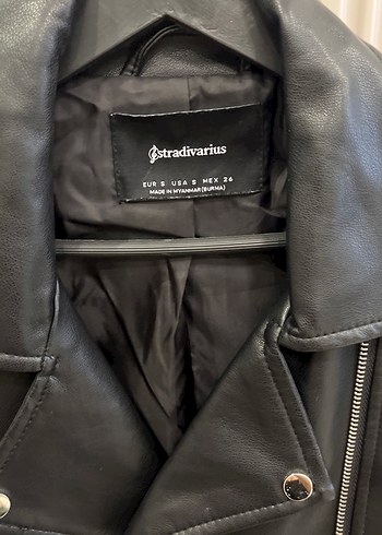 Kadın Siyah Deri Biker Ceket - Görsel 2