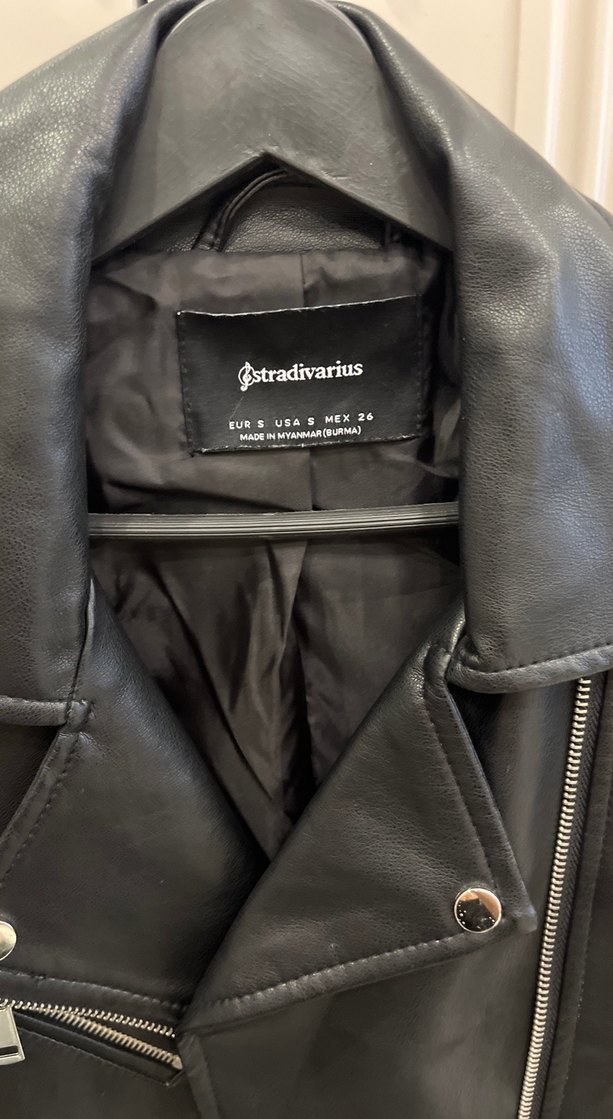 Kadın Siyah Deri Biker Ceket - Görsel 2