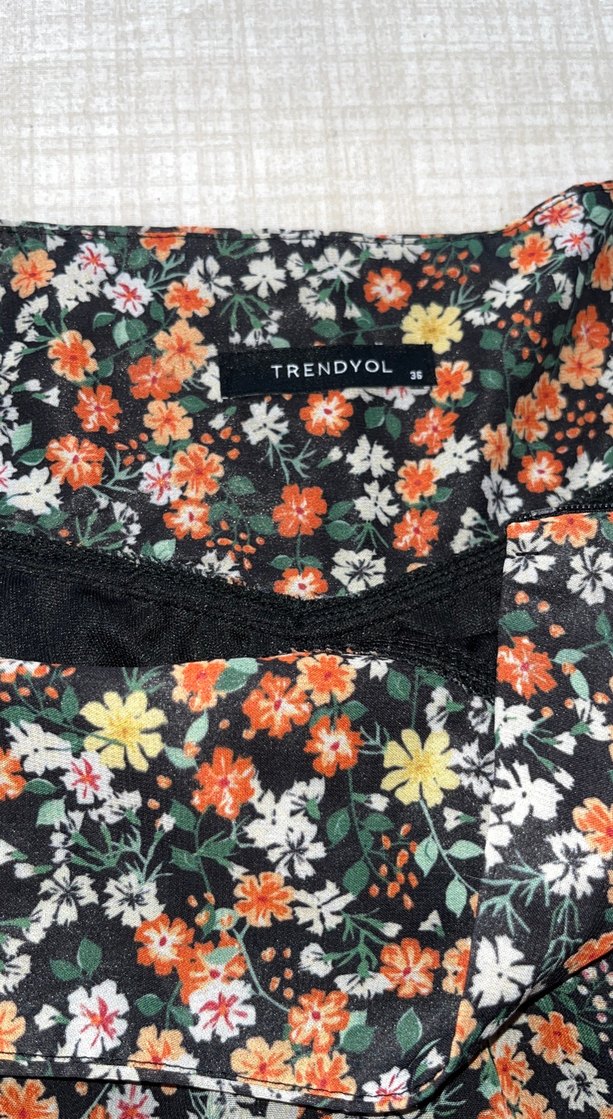 Çiçek Desenli Fırfırlı Midi Etek - Görsel 2